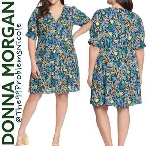 Donna Morgan Twist Front Puff Sleeve Dress